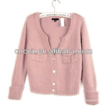 13STC5484 ladies cardigan crew neck sweater with pockets